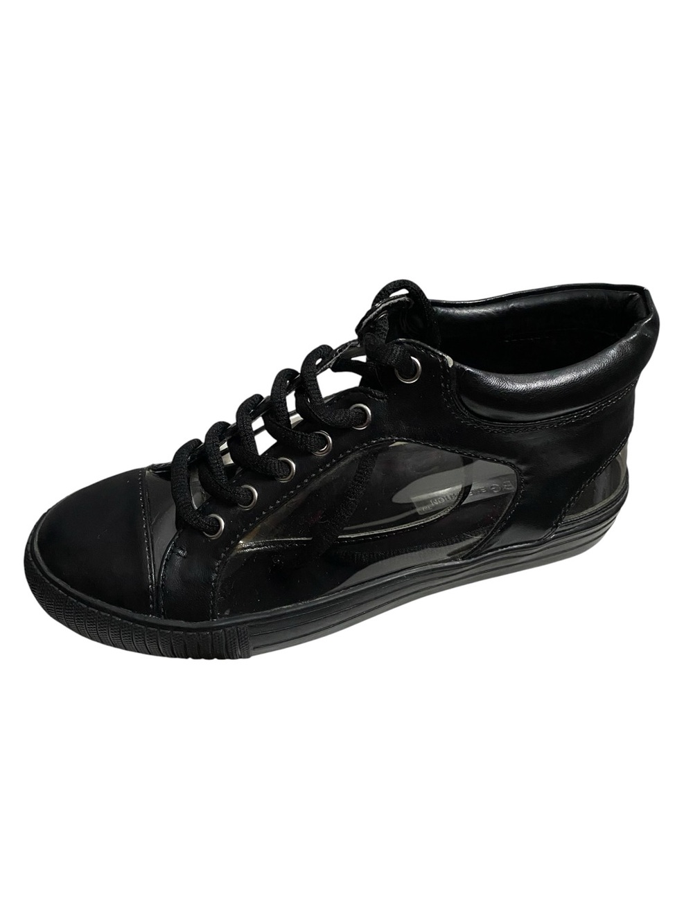 BCBGeneration Women's Black Low-Top Transparent Lace-Up Sneakers